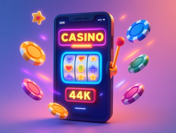 Mobilcasino illustration med smartphone och casino spel