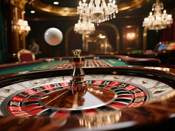 Roulette hjul som snurrar med kula